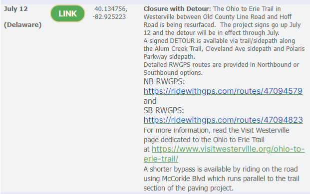 Westerville detour